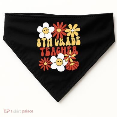 8th Grade Teacher Groovy Eighth Grade Teacher USA-Made Doggie Bandana
