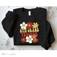 8th Grade Teacher Groovy Eighth Grade Teacher Sweatshirt thumb 2