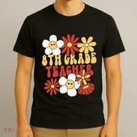 8th Grade Teacher Groovy Eighth Grade Teacher T-Shirt thumb 3