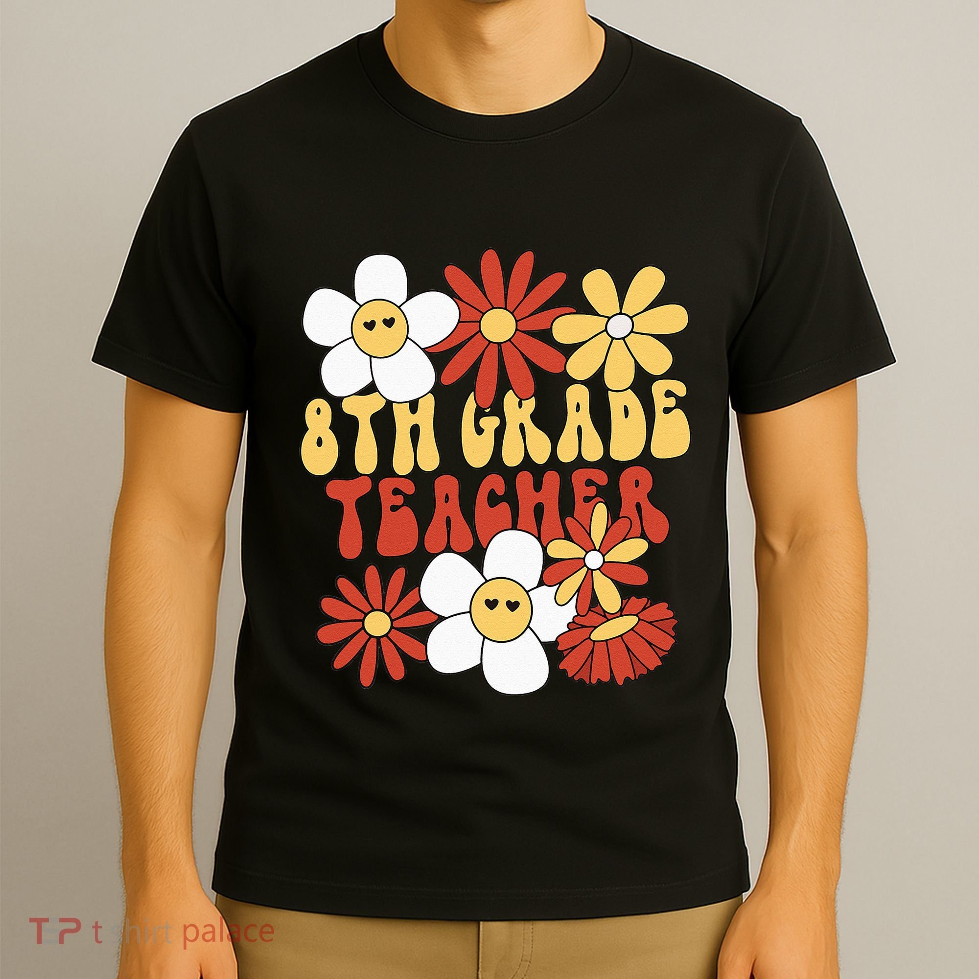 8th Grade Teacher Groovy Eighth Grade Teacher T-Shirt