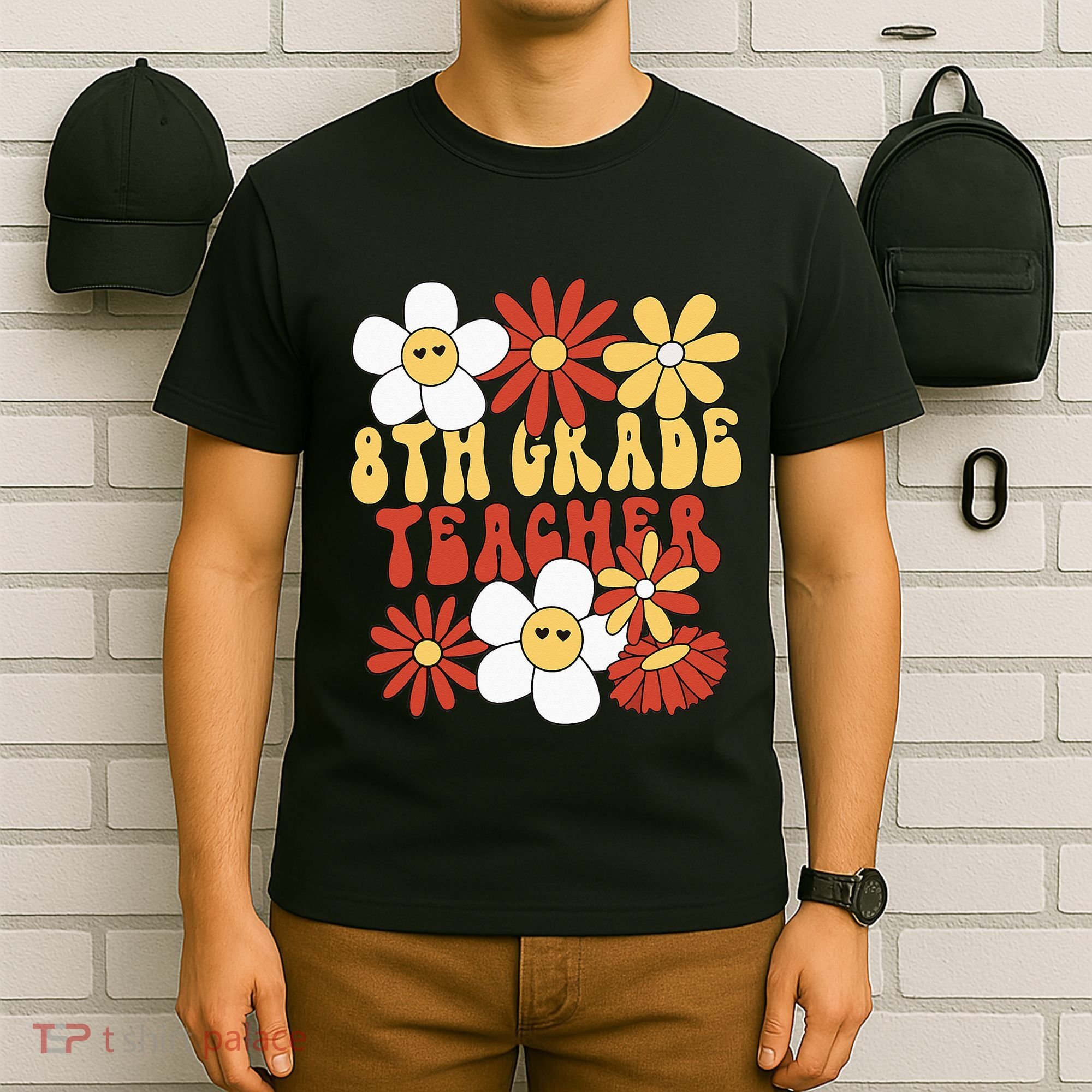 8th Grade Teacher Groovy Eighth Grade Teacher T-Shirt
