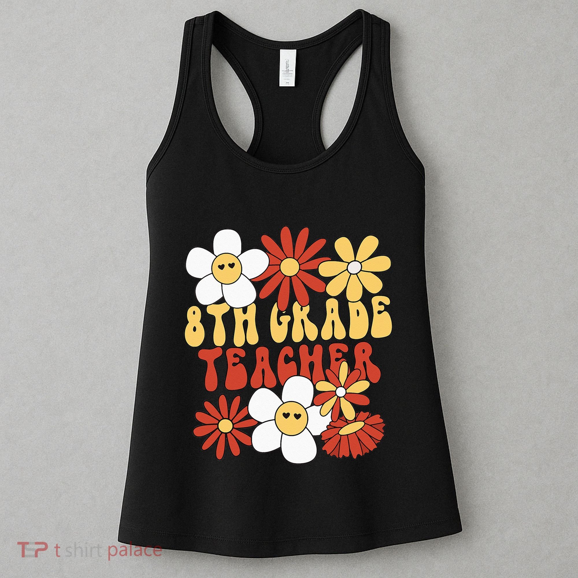 8th Grade Teacher Groovy Eighth Grade Teacher Women's Tank Top