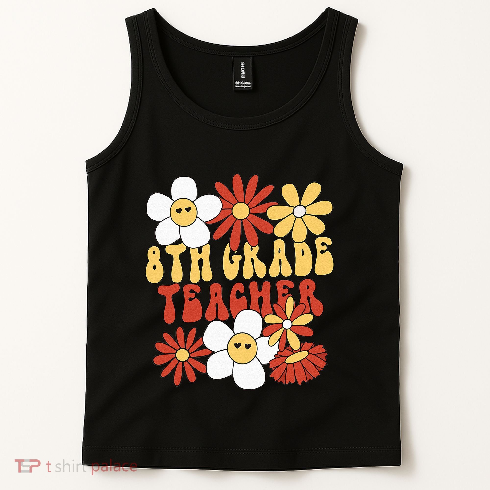 8th Grade Teacher Groovy Eighth Grade Teacher Tank Top