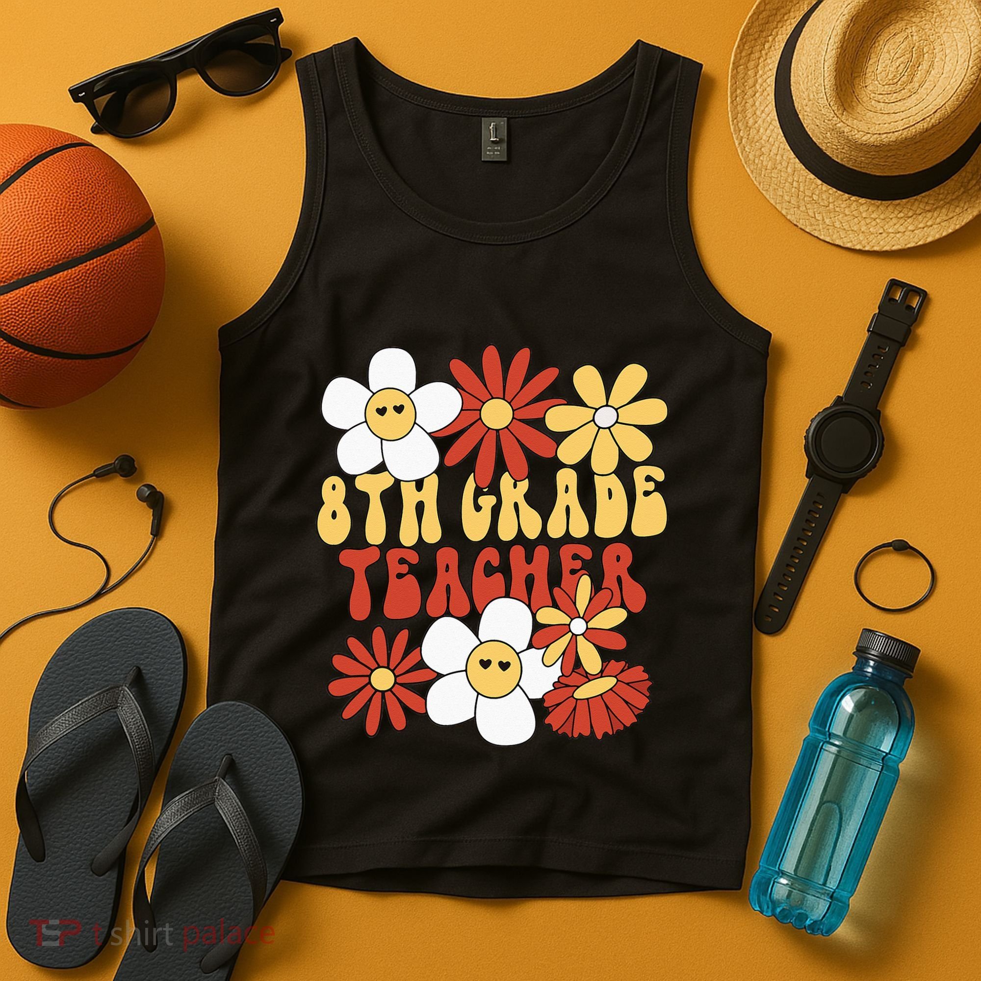 8th Grade Teacher Groovy Eighth Grade Teacher Tank Top