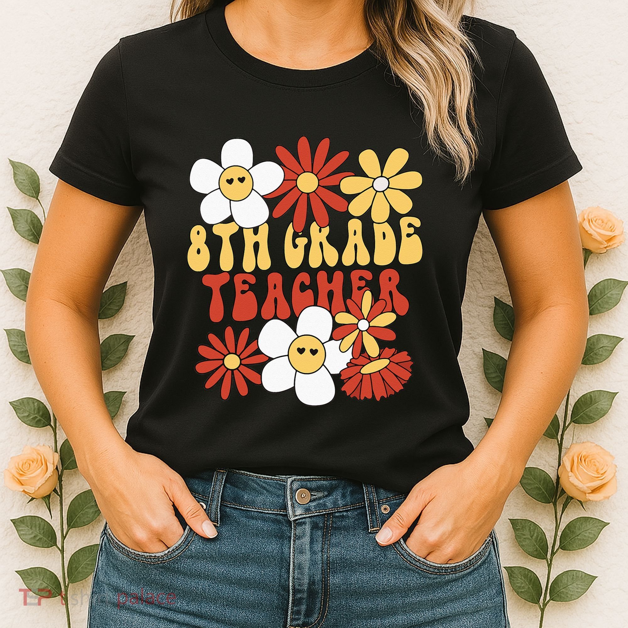 8th Grade Teacher Groovy Eighth Grade Teacher Women's T-Shirt
