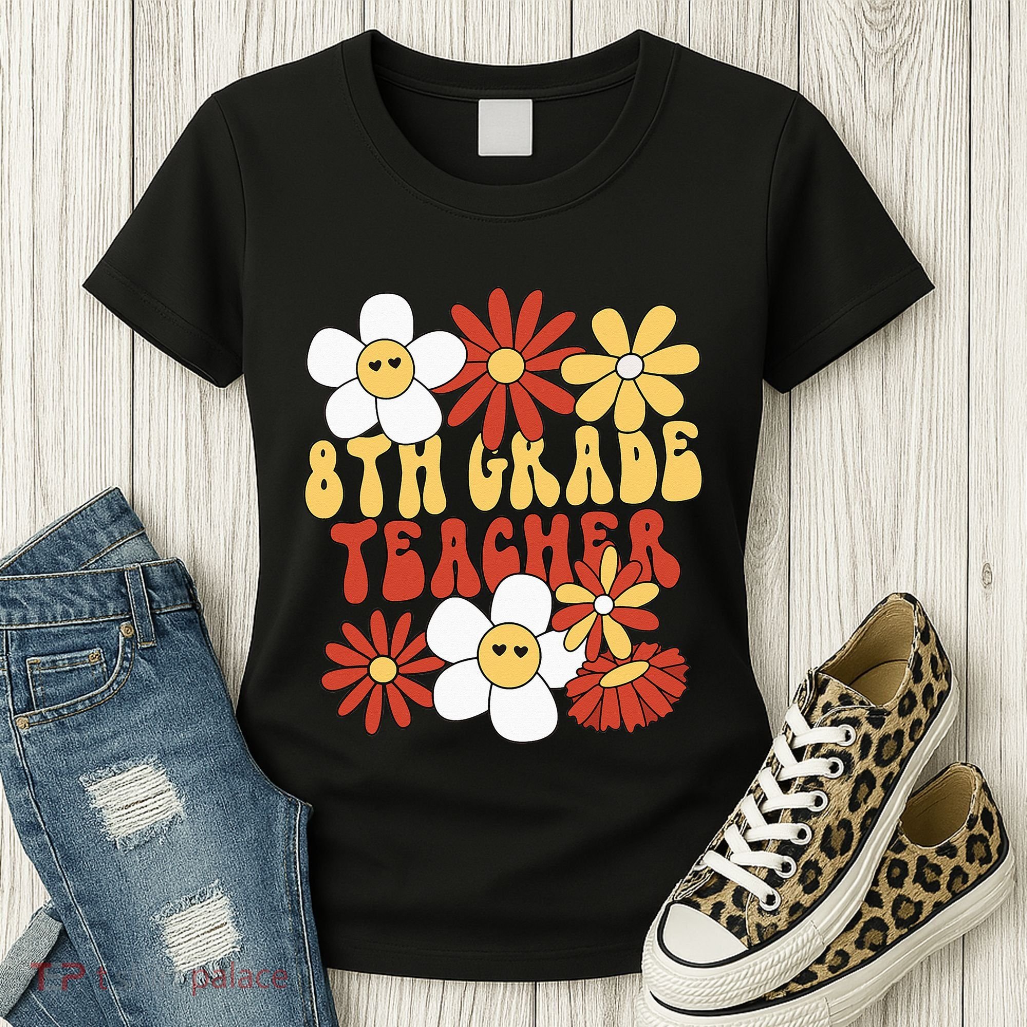 8th Grade Teacher Groovy Eighth Grade Teacher Women's T-Shirt