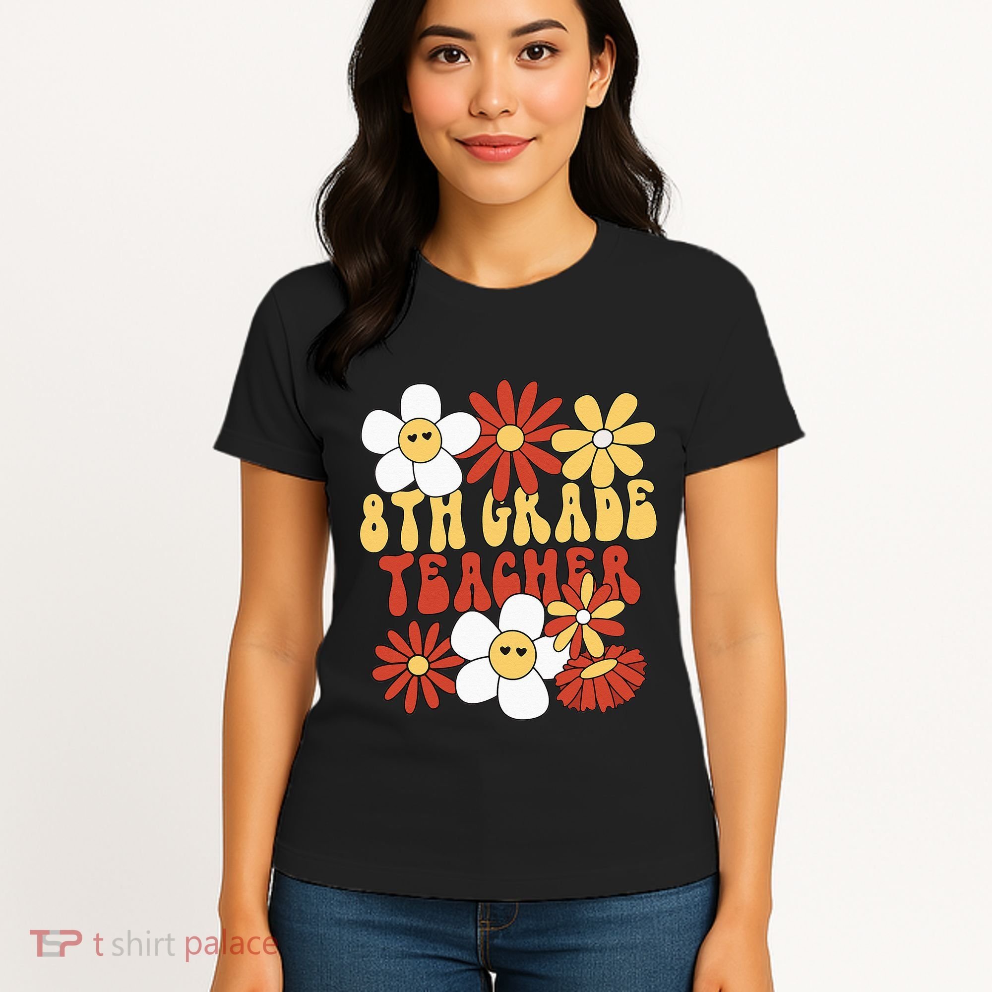 8th Grade Teacher Groovy Eighth Grade Teacher Women's T-Shirt