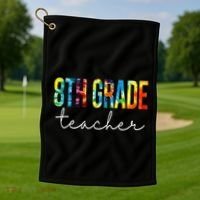 8th Grade Teacher Tie Dye Appreciation Day Back To School Golf Towel thumb 1