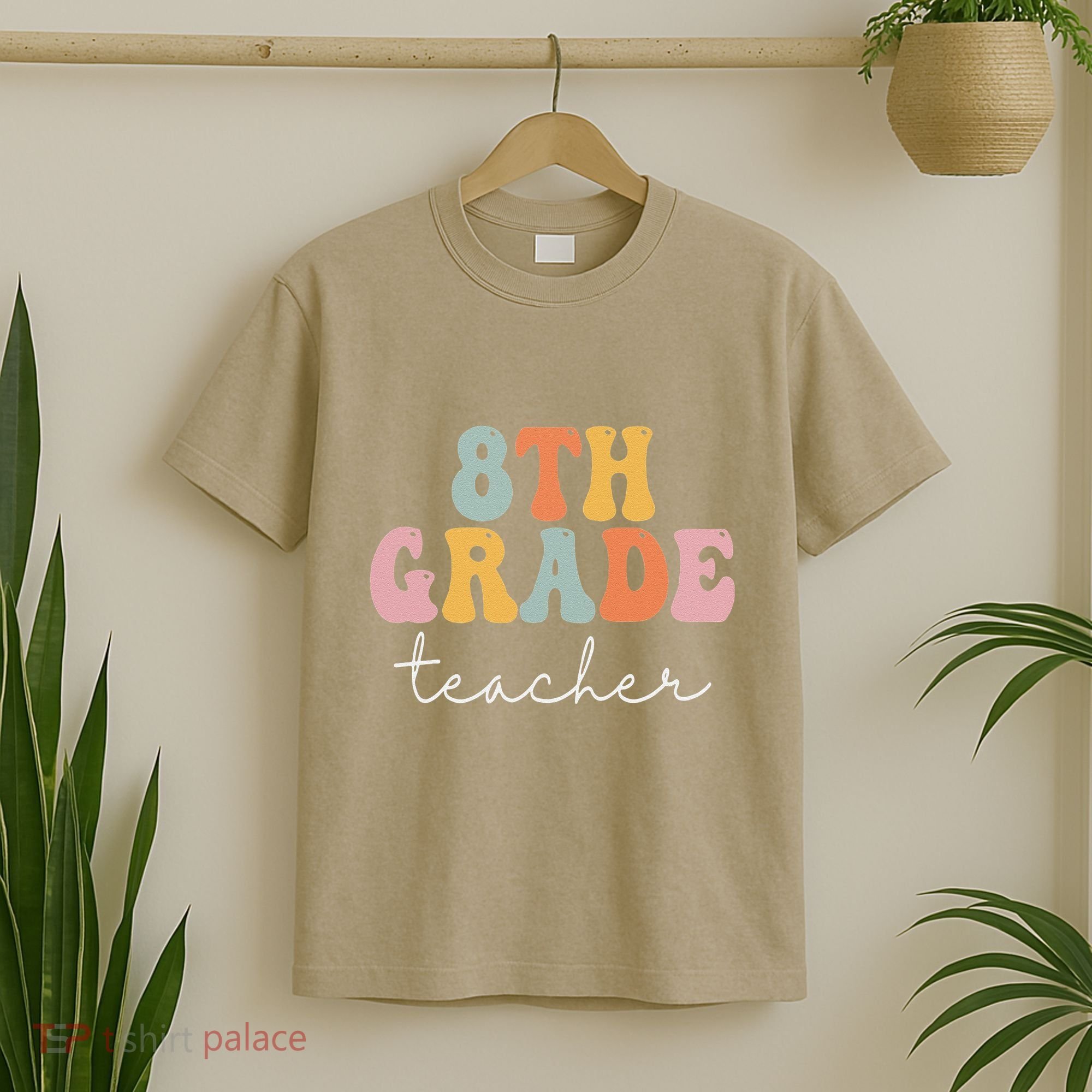 8th Grade Teacher Retro Groovy Vintage First Day Of School T-Shirt