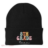 8th Grade Team Retro Groovy Funny Happy First Day Of School Beanie thumb 0