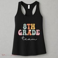 8th Grade Team Retro Groovy Funny Happy First Day Of School Women's Tank Top thumb 3