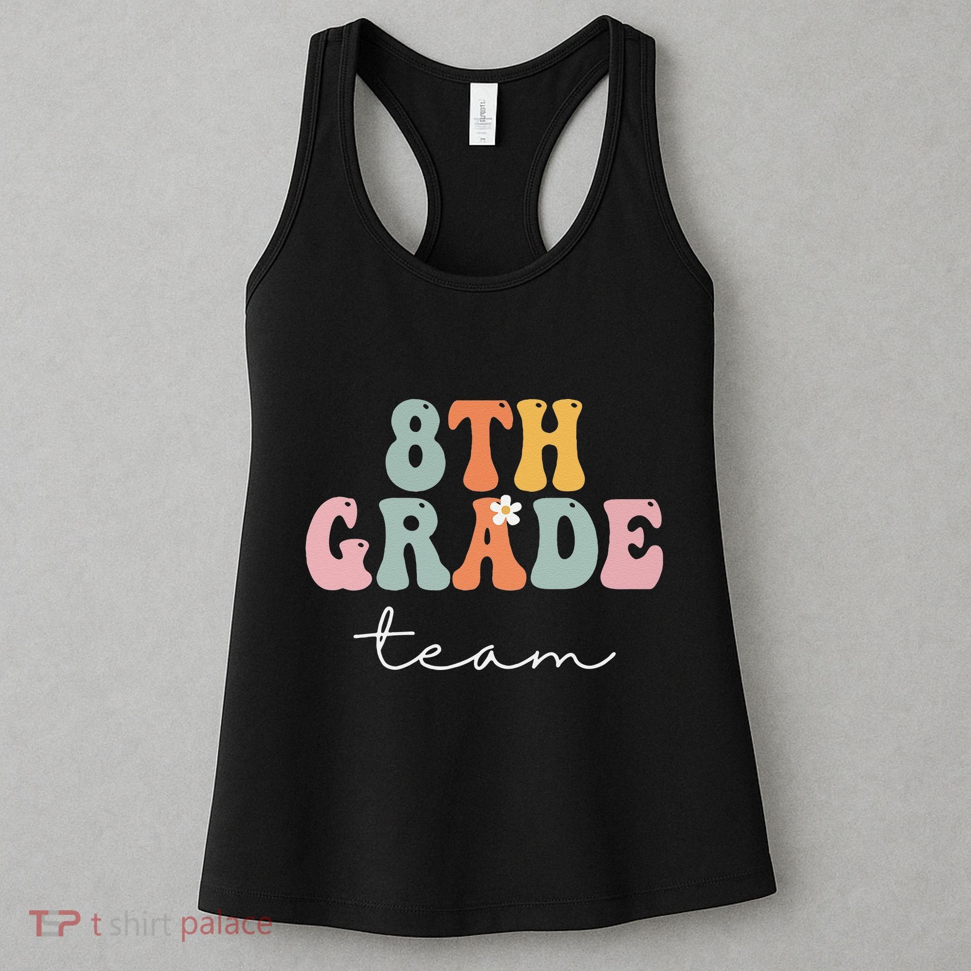 8th Grade Team Retro Groovy Funny Happy First Day Of School Women's Tank Top