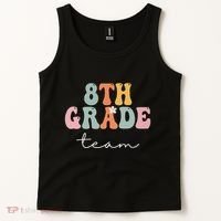 8th Grade Team Retro Groovy Funny Happy First Day Of School Tank Top thumb 2