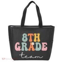 8th Grade Team Retro Groovy Funny Happy First Day Of School Tote Bag thumb 0