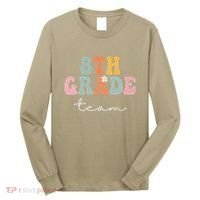 8th Grade Team Retro Groovy Funny Happy First Day Of School Long Sleeve Shirt thumb 0