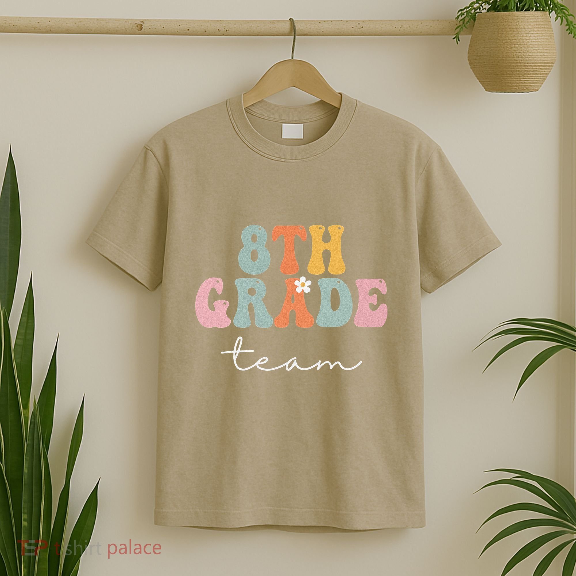 8th Grade Team Retro Groovy Funny Happy First Day Of School T-Shirt