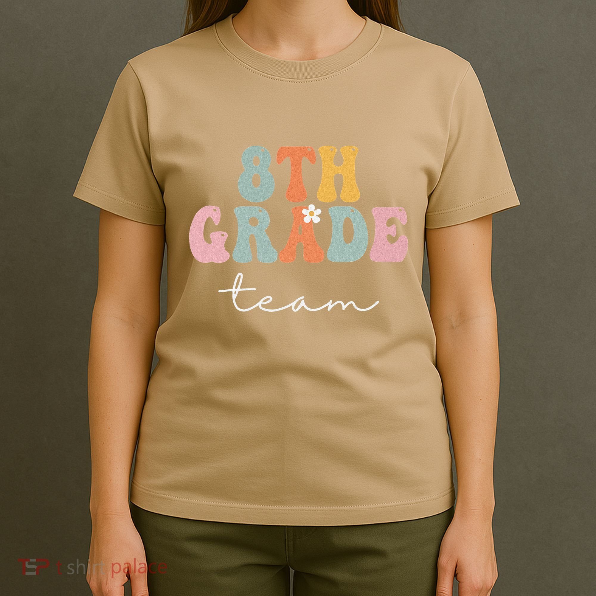 8th Grade Team Retro Groovy Funny Happy First Day Of School T-Shirt