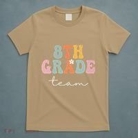 8th Grade Team Retro Groovy Funny Happy First Day Of School T-Shirt thumb 5