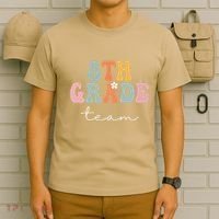 8th Grade Team Retro Groovy Funny Happy First Day Of School T-Shirt thumb 6