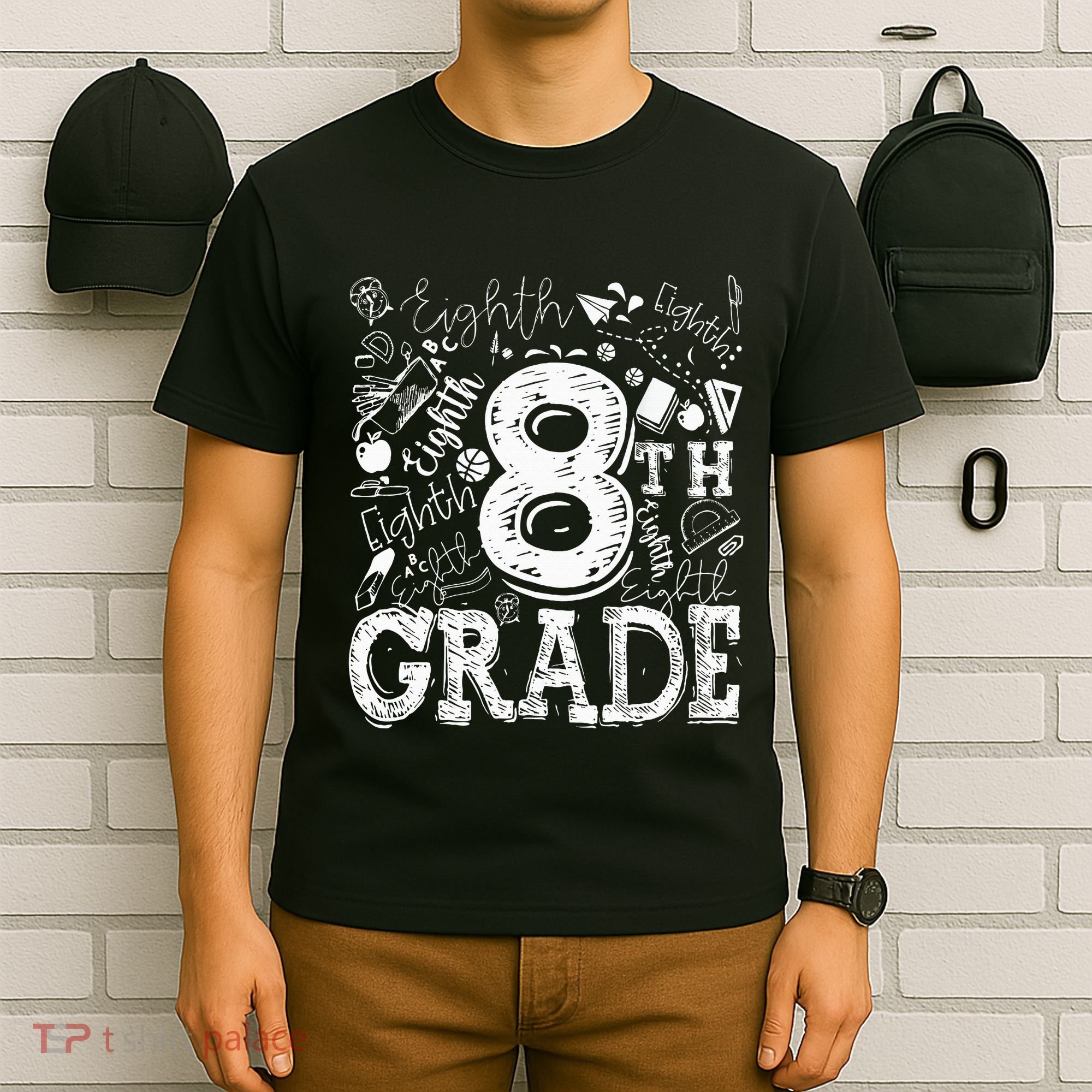 8th Grade Typography Team Teacher Back To School T-Shirt