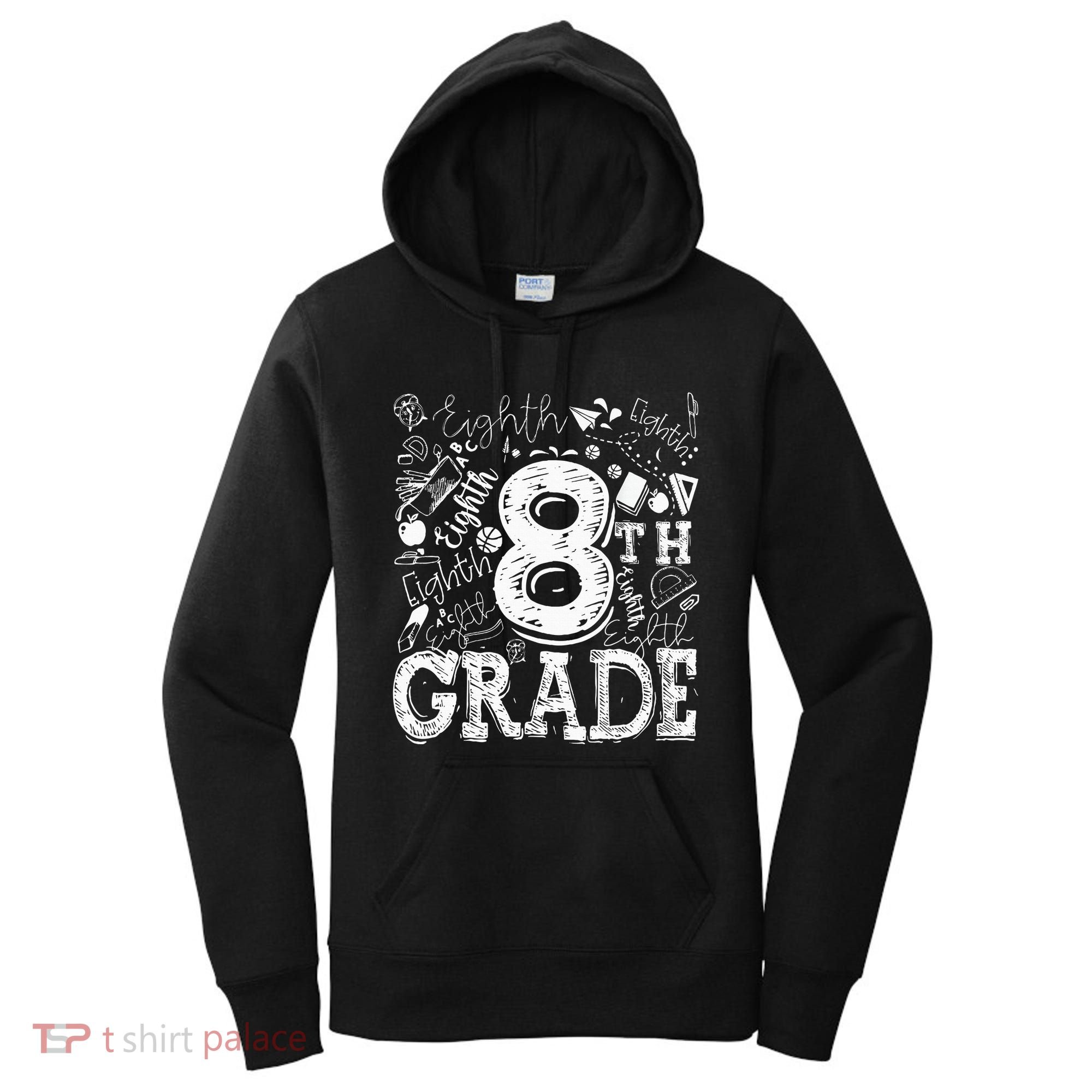 8th Grade Typography Team Teacher Back To School Women's Hoodie