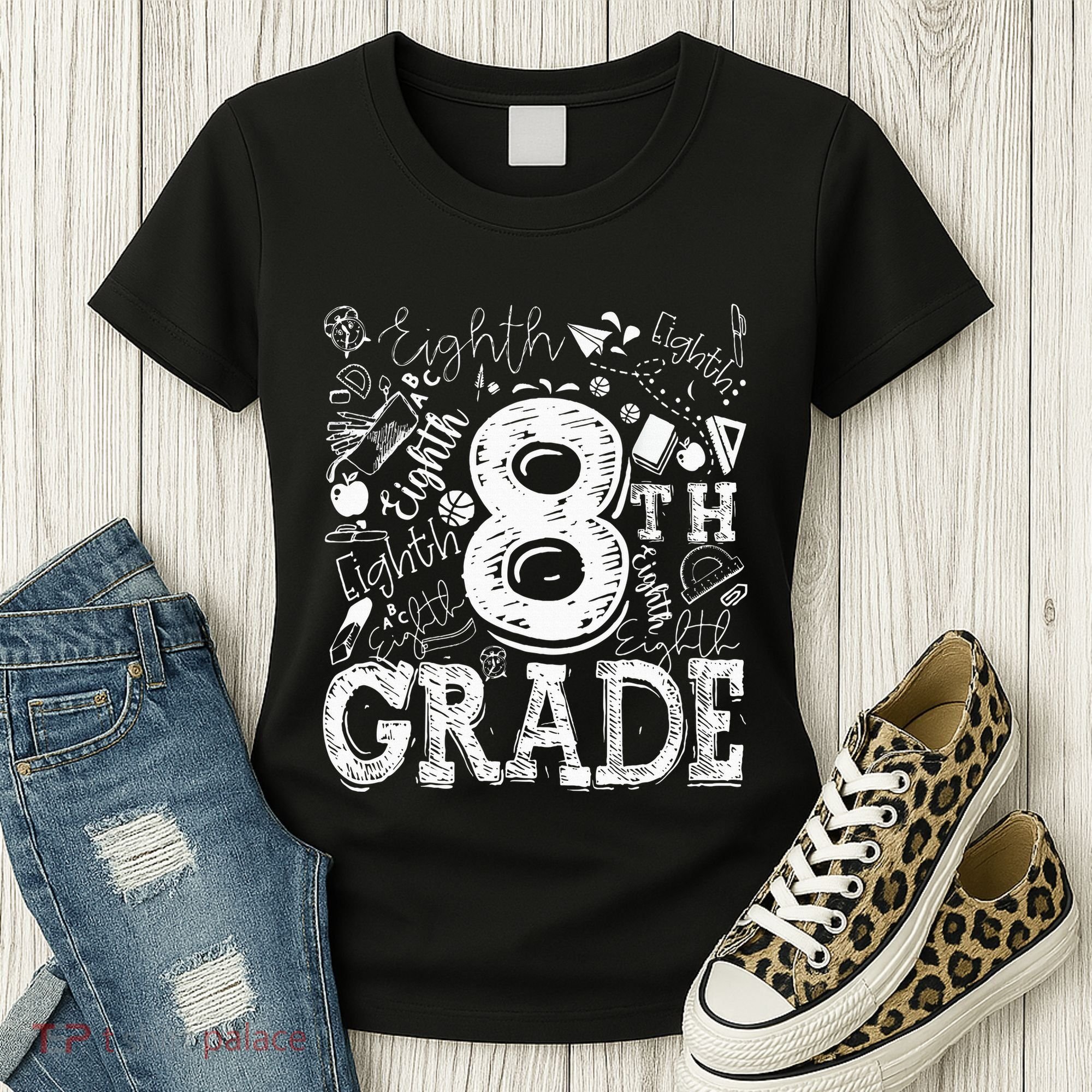 8th Grade Typography Team Teacher Back To School Women's T-Shirt
