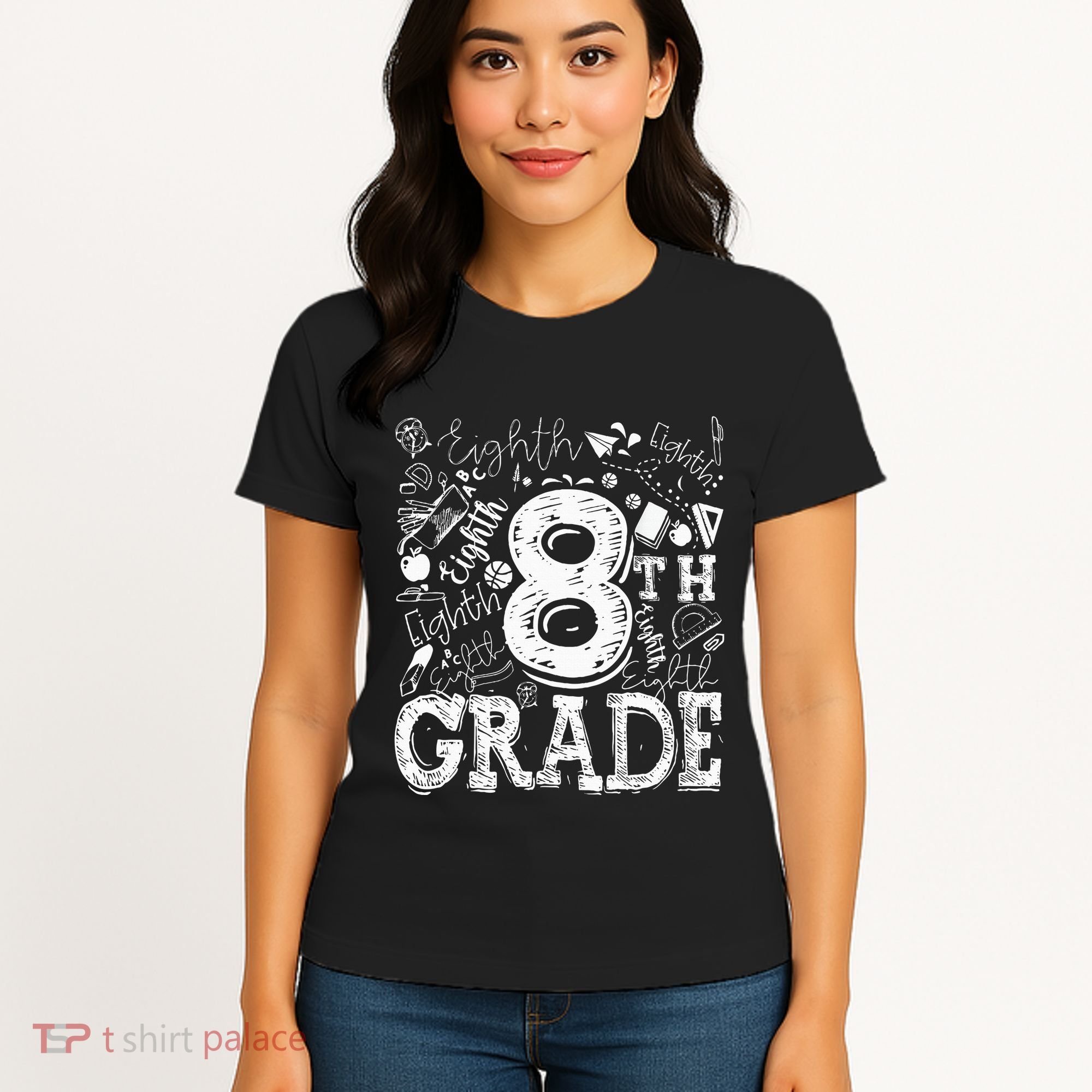 8th Grade Typography Team Teacher Back To School Women's T-Shirt