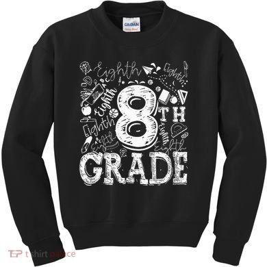 8th Grade Typography Team Teacher Back To School Kids Sweatshirt