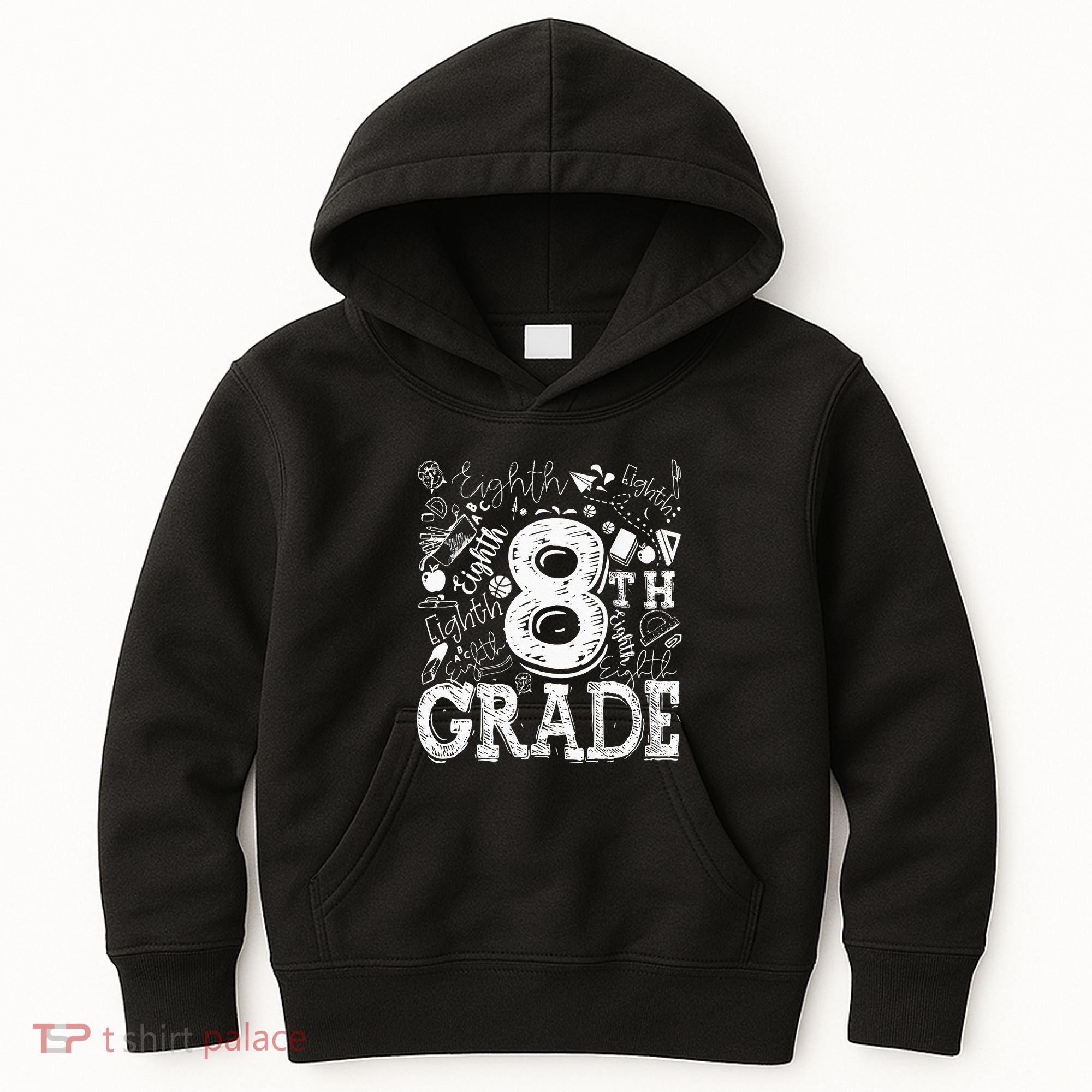 8th Grade Typography Team Teacher Back To School Kids Hoodie
