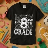 8th Grade Typography Team Teacher Back To School Kids T-Shirt thumb 3