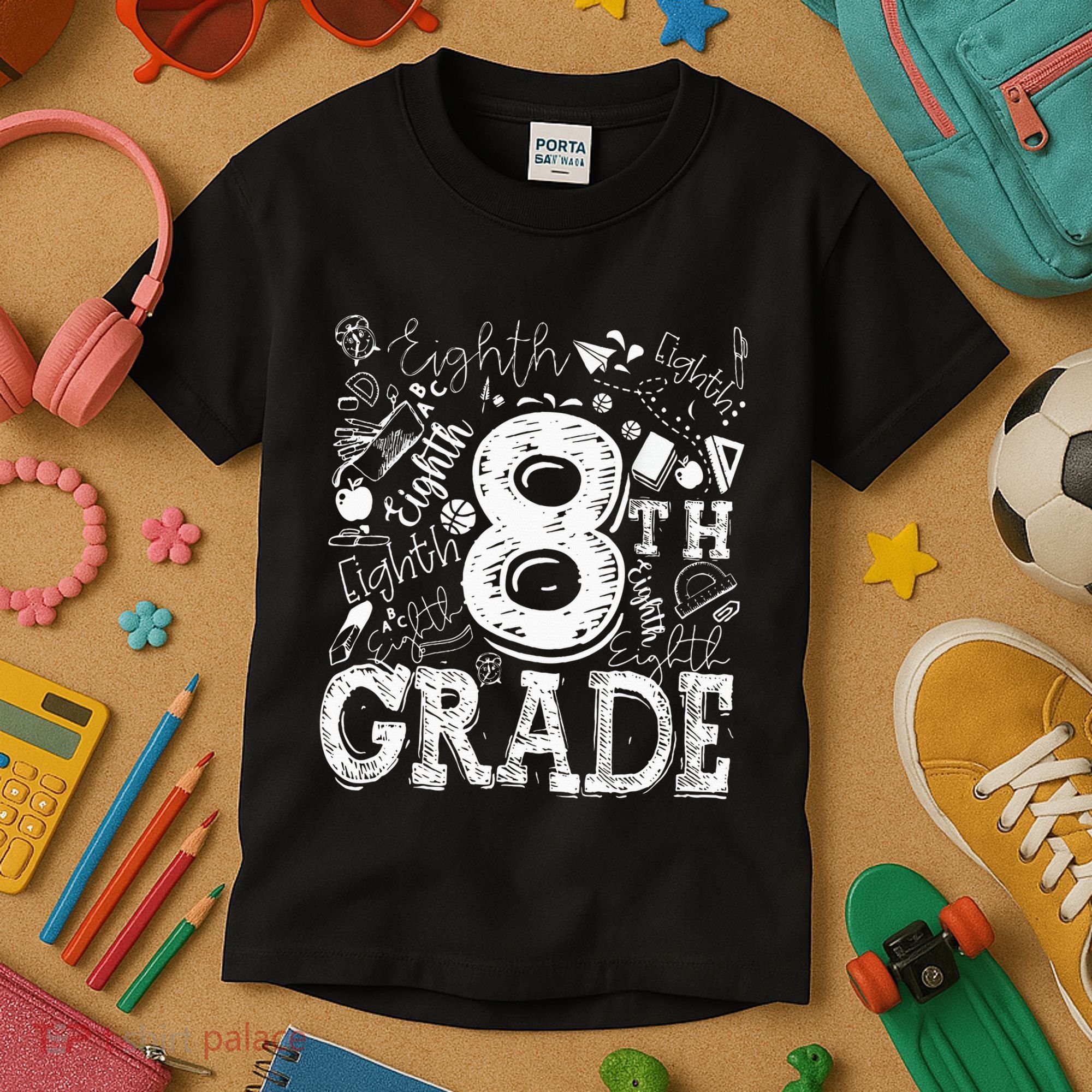 8th Grade Typography Team Teacher Back To School Kids T-Shirt