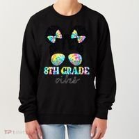 8th Grade Vibes Messy Hair Bun Girl Back To School First Day Women's Sweatshirt thumb 0