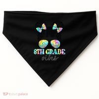 8th Grade Vibes Messy Hair Bun Girl Back To School First Day USA-Made Doggie Bandana thumb 0