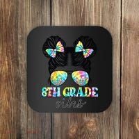 8th Grade Vibes Messy Hair Bun Girl Back To School First Day Coaster thumb 0