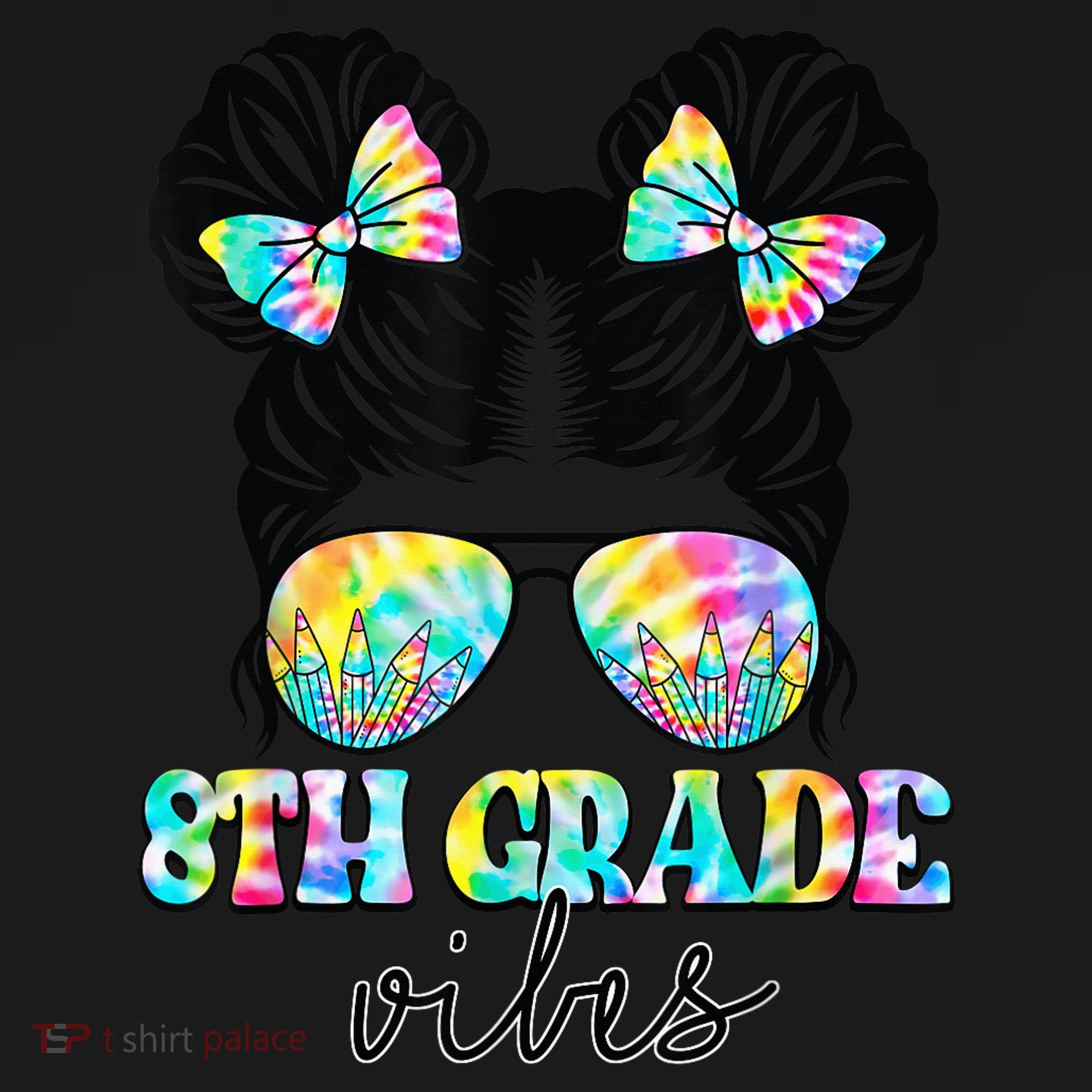 8th Grade Vibes Messy Hair Bun Girl Back To School First Day Women's Hoodie