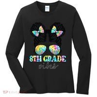 8th Grade Vibes Messy Hair Bun Girl Back To School First Day Women's Long Sleeve Shirt thumb 0