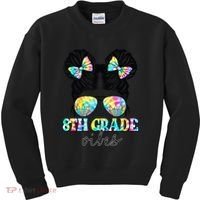 8th Grade Vibes Messy Hair Bun Girl Back To School First Day Kids Sweatshirt thumb 0