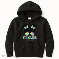 8th Grade Vibes Messy Hair Bun Girl Back To School First Day Kids Hoodie thumb 0