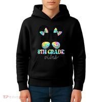 8th Grade Vibes Messy Hair Bun Girl Back To School First Day Kids Hoodie thumb 4