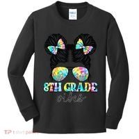 8th Grade Vibes Messy Hair Bun Girl Back To School First Day Kids Long Sleeve Shirt thumb 0