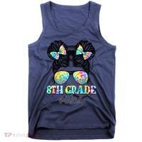 8th Grade Vibes Messy Hair Bun Girl Back To School First Day Tank Top thumb 0