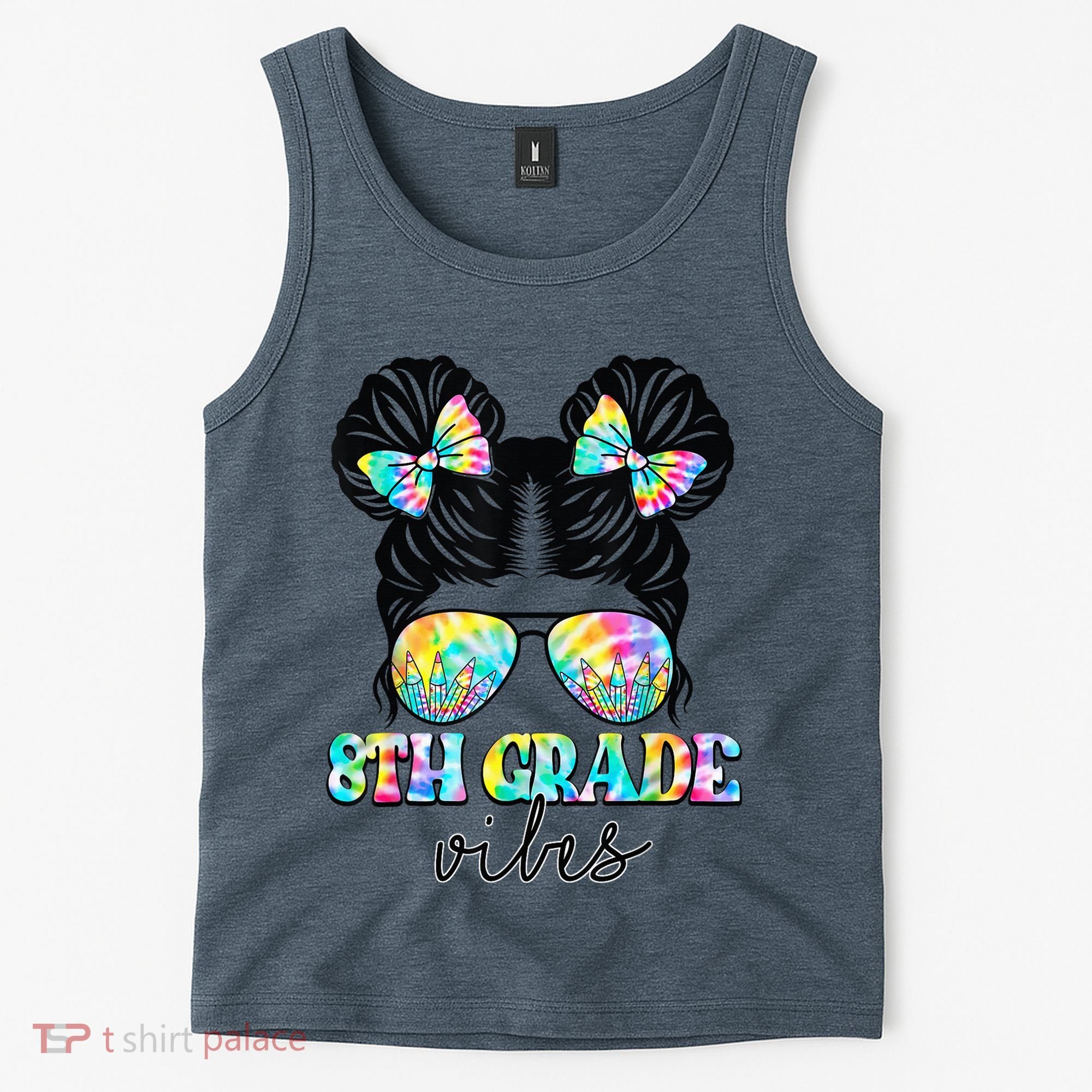 8th Grade Vibes Messy Hair Bun Girl Back To School First Day Tank Top