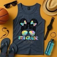 8th Grade Vibes Messy Hair Bun Girl Back To School First Day Tank Top thumb 4