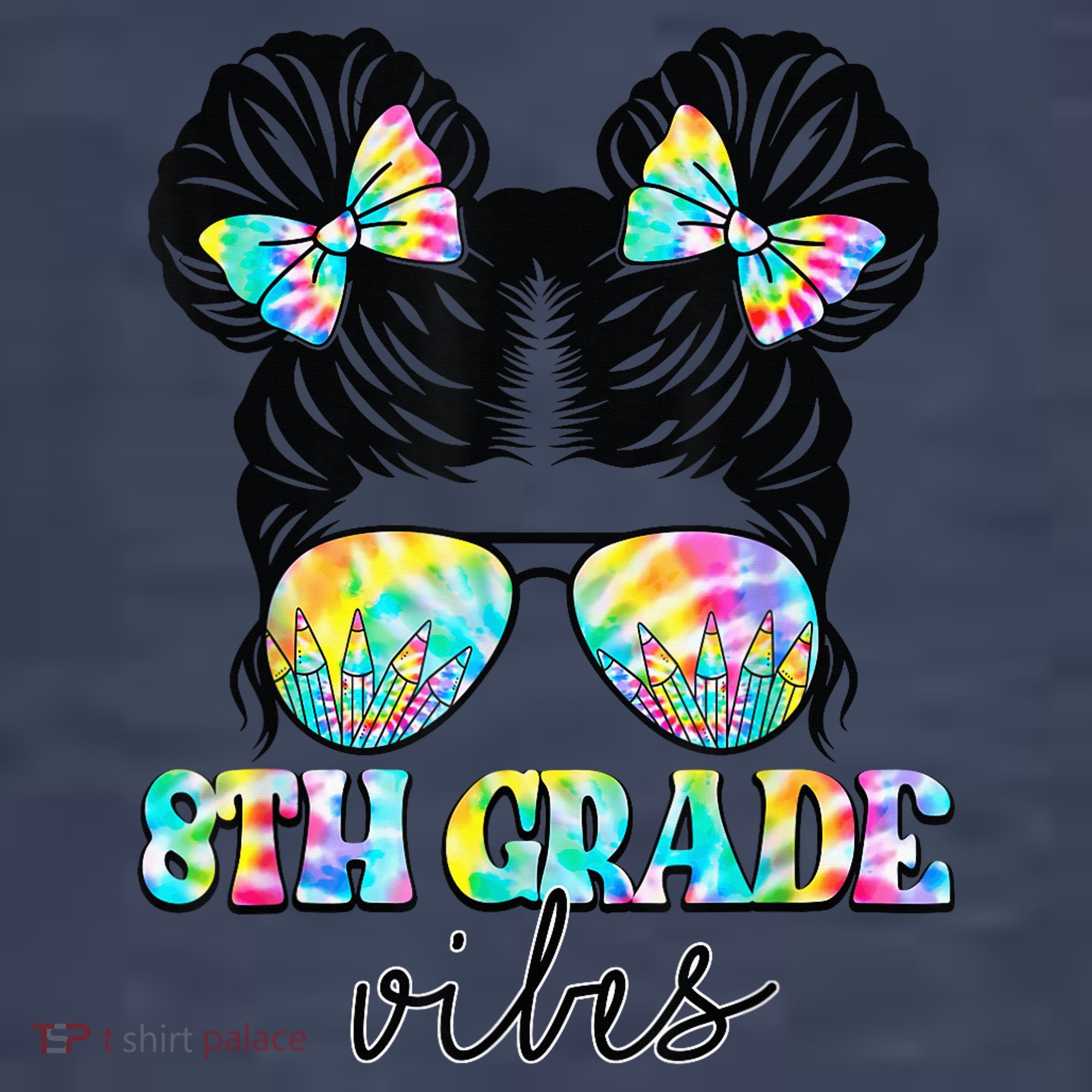 8th Grade Vibes Messy Hair Bun Girl Back To School First Day Tank Top