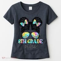 8th Grade Vibes Messy Hair Bun Girl Back To School First Day Women's T-Shirt thumb 0