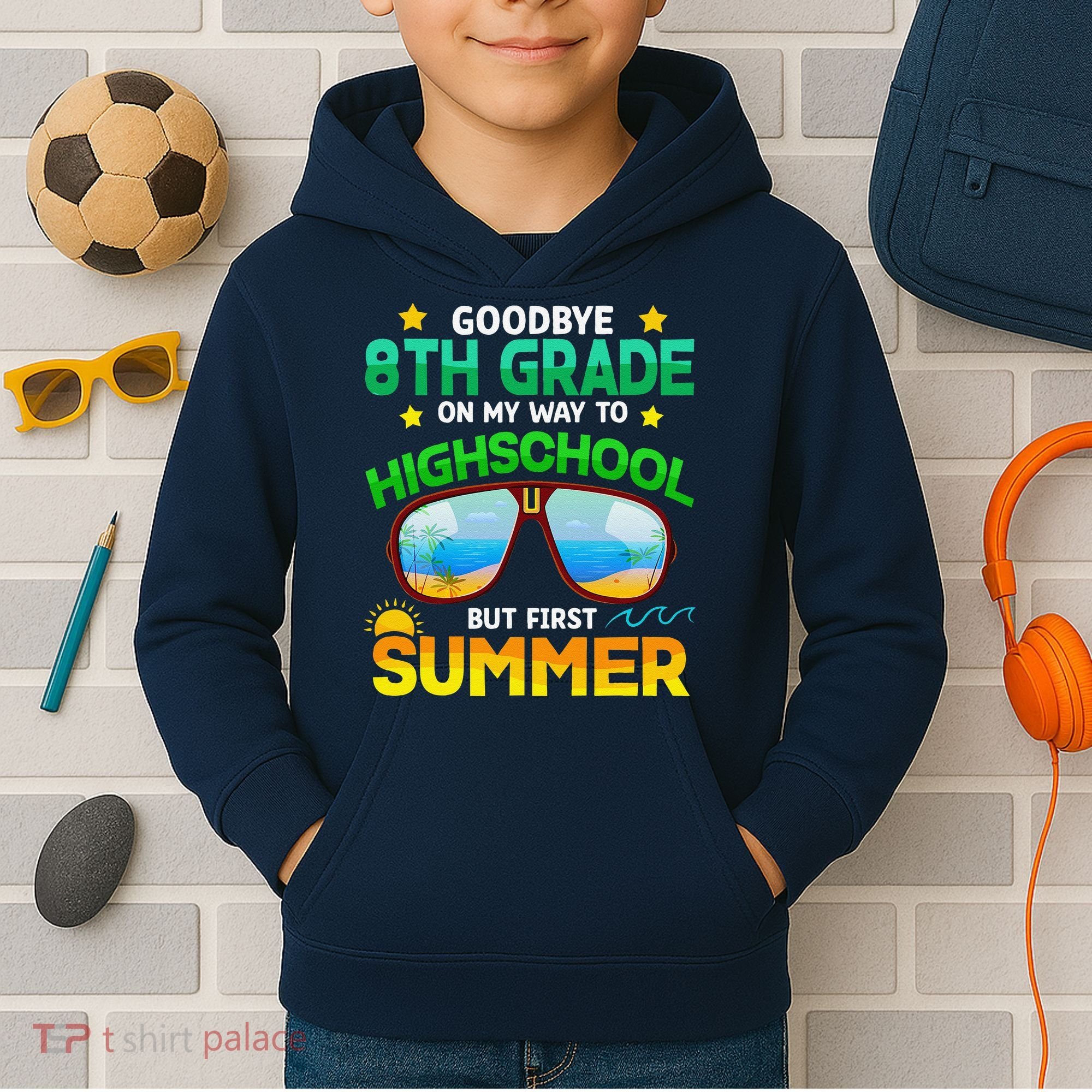 8th Grade Way To High School Grade First Summer Graduation Kids Hoodie