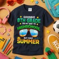 8th Grade Way To High School Grade First Summer Graduation Kids T-Shirt thumb 3