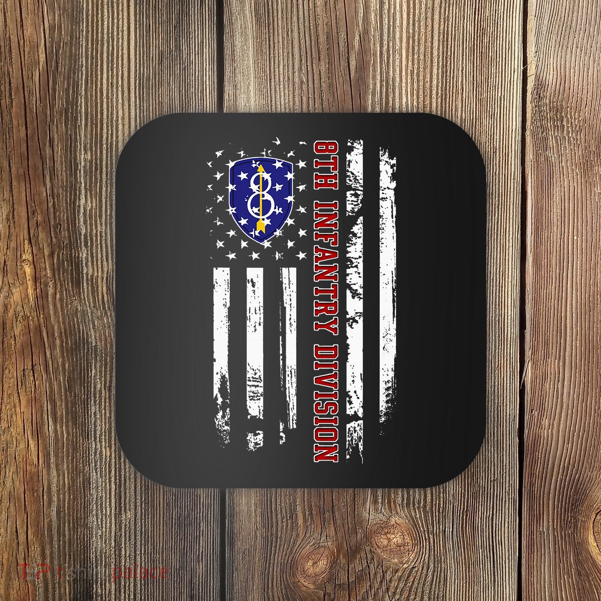 8th Infantry Division Veteran Usa Flag Veterans Day Xmas Coaster