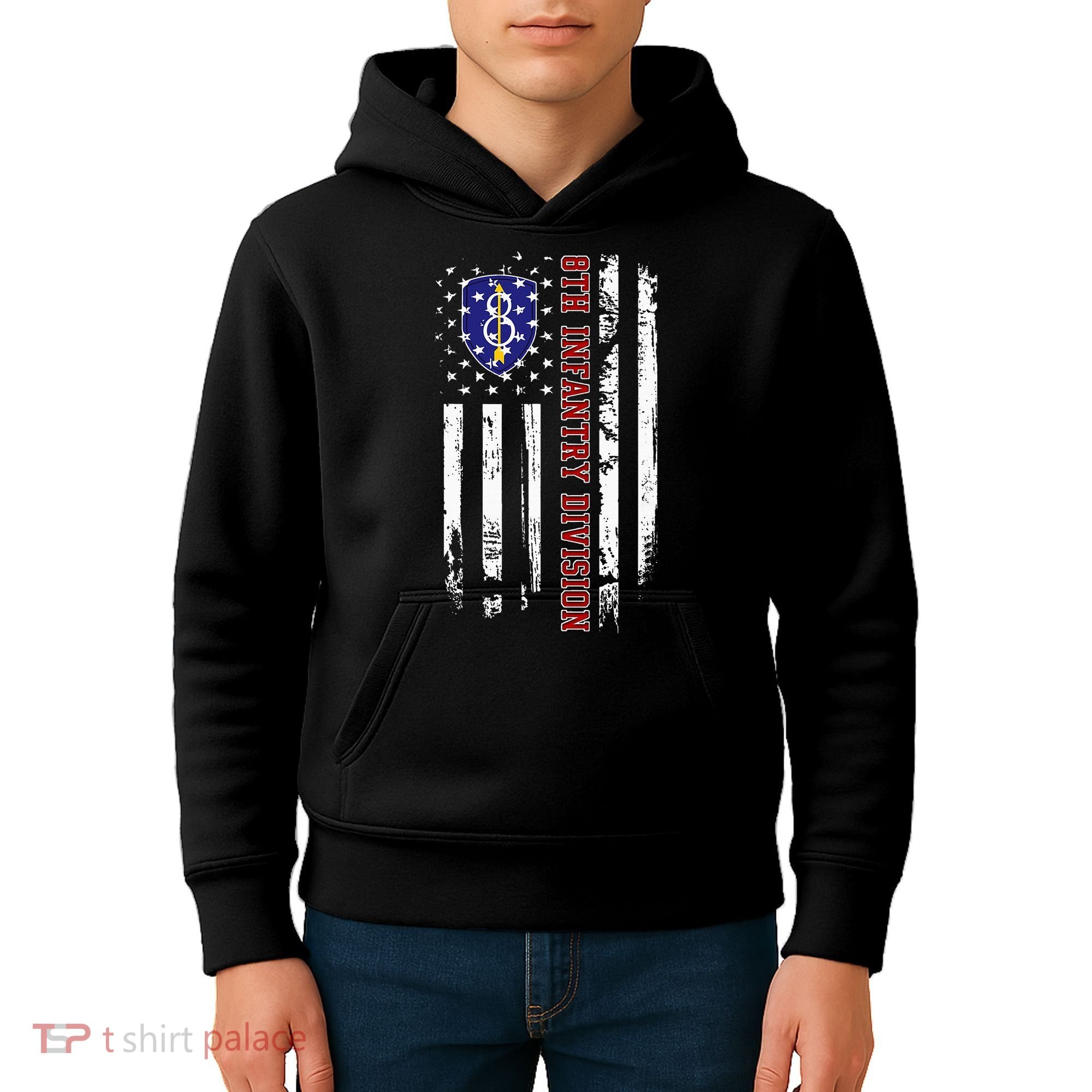 8th Infantry Division Veteran Usa Flag Veterans Day Xmas Kids Hoodie