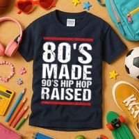 80s Made 90s Hip Hop Raised Apparel Kids T-Shirt thumb 3